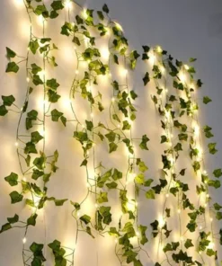 Guirlande lumineuse de feuilles vertes de lierre artificiel - 10M