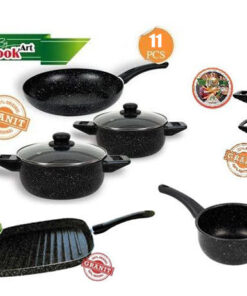Batterie de Cuisine 11pcs - Granite - Noir